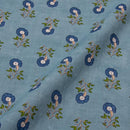 Cadet Blue Colour Gold Discharge Print Cotton Fabric