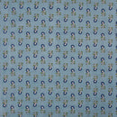 Cadet Blue Colour Gold Discharge Print Cotton Fabric