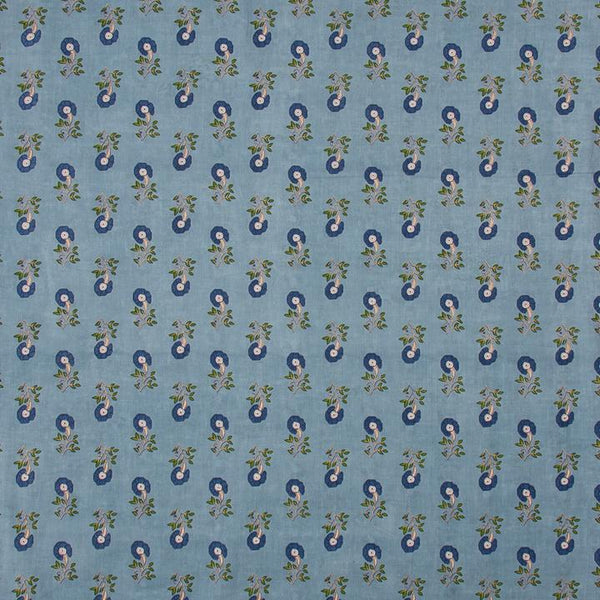Cadet Blue Colour Gold Discharge Print Cotton Fabric
