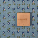 Cadet Blue Colour Gold Discharge Print Cotton Fabric