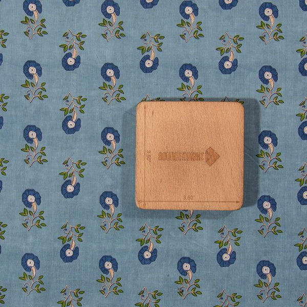 Cadet Blue Colour Gold Discharge Print Cotton Fabric