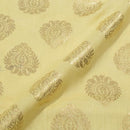 Lemon Yellow Colour Mughal Butta Gold Foil Print Mal Type Blend Cotton Fabric