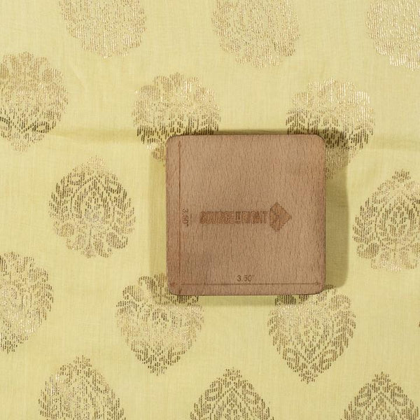 Lemon Yellow Colour Mughal Butta Gold Foil Print Mal Type Blend Cotton Fabric