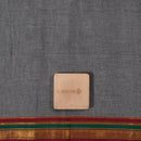 Steel Grey Colour Mercerised Cotton With Two Side Ethnic Gold Border Fabric for Sarees and Kurtis