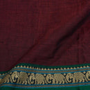 Maroon Colour Mercerised Cotton With Two Side Elephant Motif Gold Border Fabric for Sarees and Kurtis