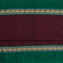 Maroon Colour Mercerised Cotton With Two Side Elephant Motif Gold Border Fabric for Sarees and Kurtis