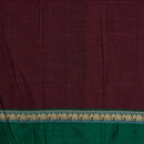 Maroon Colour Mercerised Cotton With Two Side Elephant Motif Gold Border Fabric for Sarees and Kurtis