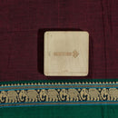 Maroon Colour Mercerised Cotton With Two Side Elephant Motif Gold Border Fabric for Sarees and Kurtis