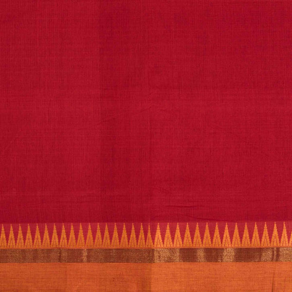 Poppy Red Colour Mercerised Cotton With Two Side Temple Border Fabric for Sarees and Kurtis