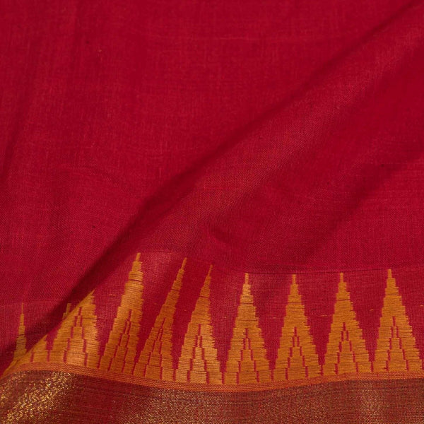 Poppy Red Colour Mercerised Cotton With Two Side Temple Border Fabric for Sarees and Kurtis