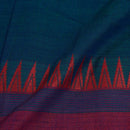 Teal Blue Two Tone Mercerised Cotton With Two Side Temple Border Fabric for Sarees and Kurtis