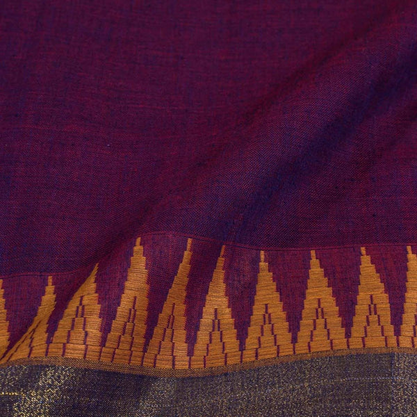 Magenta Two Tone Mercerised Cotton With Two Side Temple Border Fabric for Sarees and Kurtis