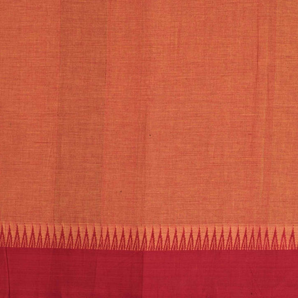 Orange Two Tone Mercerised Cotton With Two Side Temple Border Fabric for Sarees and Kurtis