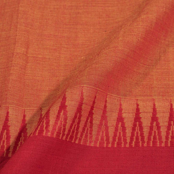 Orange Two Tone Mercerised Cotton With Two Side Temple Border Fabric for Sarees and Kurtis