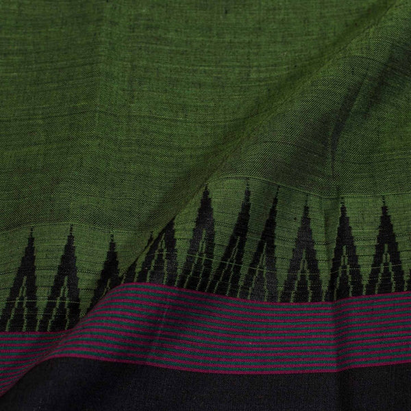 Fern Green Colour Mercerised Cotton With Two Side Temple Border Fabric for Sarees and Kurtis
