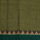 Olive Colour Mercerised Cotton With Two Side Border Fabric for Sarees and Kurtis