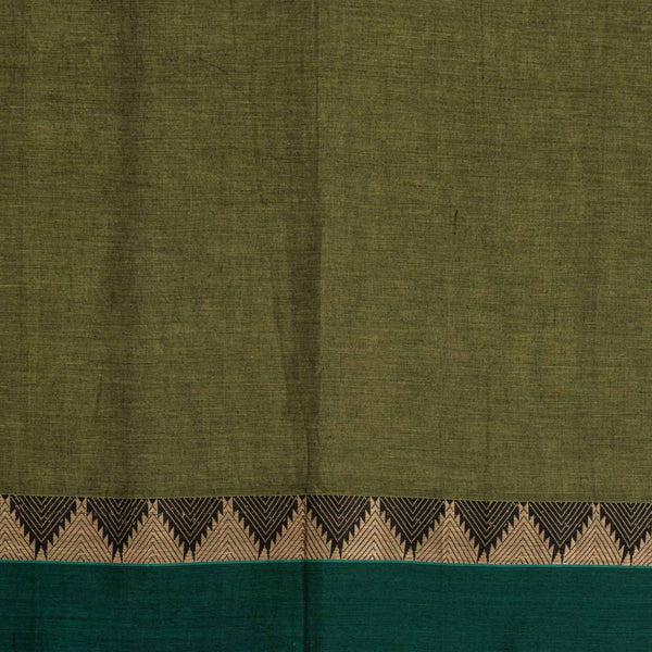 Olive Colour Mercerised Cotton With Two Side Border Fabric for Sarees and Kurtis