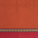 Orange To Rani Pink Two Tone Mercerised Cotton With Two Side Elephant Motif Border Fabric for Sarees and Kurtis