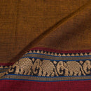 Brown Colour Mercerised Cotton With Two Side Elephant Motif Border Fabric for Sarees and Kurtis