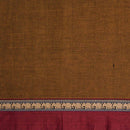 Brown Colour Mercerised Cotton With Two Side Elephant Motif Border Fabric for Sarees and Kurtis