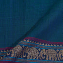 Teal Two Tone Mercerised Cotton With Two Side Elephant Motif Border Fabric for Sarees and Kurtis