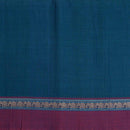 Teal Two Tone Mercerised Cotton With Two Side Elephant Motif Border Fabric for Sarees and Kurtis