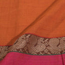 Mustard Orange Colour Mercerised Cotton With Two Side Peacock Motif Border Fabric for Sarees and Kurtis