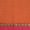 Mustard Orange Colour Mercerised Cotton With Two Side Peacock Motif Border Fabric for Sarees and Kurtis