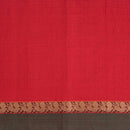 Mars Red Colour Mercerised Cotton With Two Side Peacock Motif Border Fabric for Sarees and Kurtis