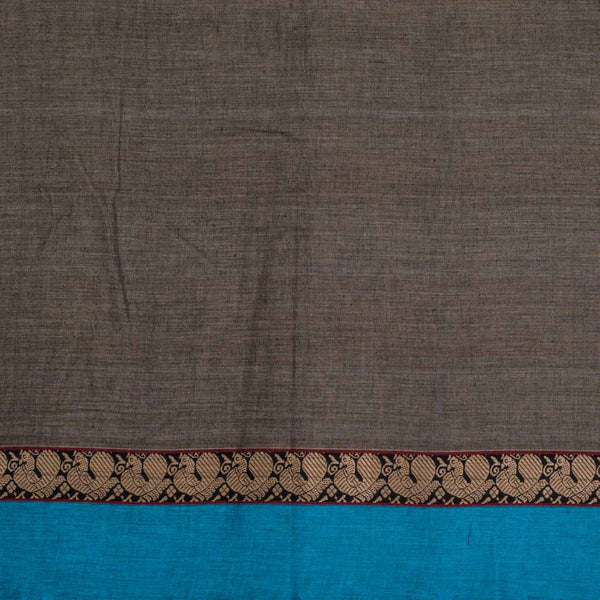 Ecru Colour Mercerised Cotton With Two Side Peacock Motif Border Fabric for Sarees and Kurtis