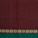 Maroon Colour Mercerised Cotton With Two Side Peacock Motif Border Fabric for Sarees and Kurtis