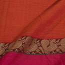 Orange Colour Mercerised Cotton With Two Side Peacock Motif Border Fabric for Sarees and Kurtis