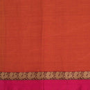 Orange Colour Mercerised Cotton With Two Side Peacock Motif Border Fabric for Sarees and Kurtis