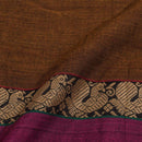 Rust Brown Colour Mercerised Cotton With Two Side Peacock Motif Border Fabric for Sarees and Kurtis