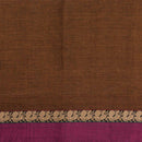 Rust Brown Colour Mercerised Cotton With Two Side Peacock Motif Border Fabric for Sarees and Kurtis