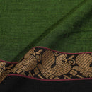 Fern Green Colour Mercerised Cotton With Two Side Peacock Motif Border Fabric for Sarees and Kurtis
