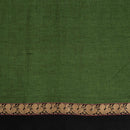 Fern Green Colour Mercerised Cotton With Two Side Peacock Motif Border Fabric for Sarees and Kurtis