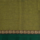 Acid Green Colour Mercerised Cotton With Two Side Peacock Motif Border Fabric for Sarees and Kurtis