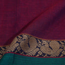 Magenta Colour Mercerised Cotton With Two Side Peacock Motif Border Fabric for Sarees and Kurtis