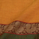 Mustard Colour Mercerised Cotton With Two Side Peacock Motif Border Fabric for Sarees and Kurtis