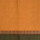 Mustard Colour Mercerised Cotton With Two Side Peacock Motif Border Fabric for Sarees and Kurtis