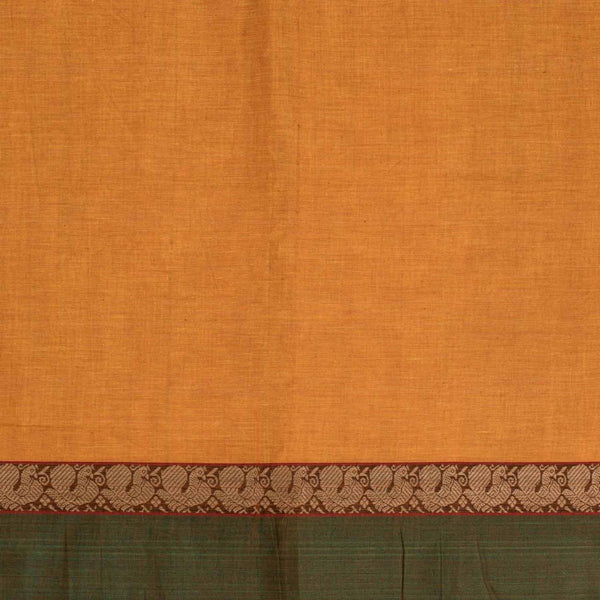 Mustard Colour Mercerised Cotton With Two Side Peacock Motif Border Fabric for Sarees and Kurtis