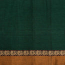 Bottle Green Colour Mercerised Cotton With Two Side Peacock Motif Border Fabric for Sarees and Kurtis