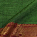 Fern Green Colour Mercerised Cotton With Two Side Peacock Motif Border Fabric for Sarees and Kurtis