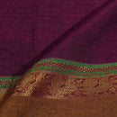 Magenta Colour Mercerised Cotton With Two Side Peacock Motif Border Fabric for Sarees and Kurtis