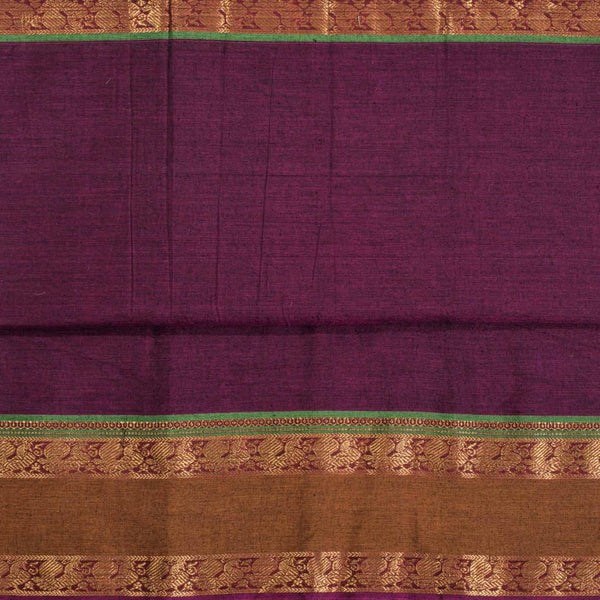 Magenta Colour Mercerised Cotton With Two Side Peacock Motif Border Fabric for Sarees and Kurtis