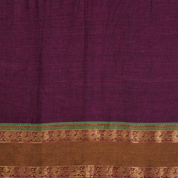 Magenta Colour Mercerised Cotton With Two Side Peacock Motif Border Fabric for Sarees and Kurtis