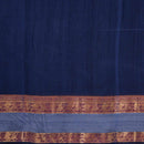 Navy Blue Colour Mercerised Cotton With Two Side Peacock Motif Border Fabric for Sarees and Kurtis