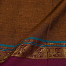 Rust Brown Colour Mercerised Cotton With Two Side Peacock Motif Border Fabric for Sarees and Kurtis