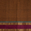 Rust Brown Colour Mercerised Cotton With Two Side Peacock Motif Border Fabric for Sarees and Kurtis